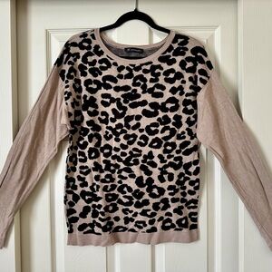 INC International Concepts Leopard Print Sweater - Black and Tan